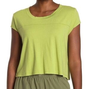 NWT Z by Zella Cotton Blend Green Kyla Scoop Neck Cap Sleeve Shirt • Size L 🗣